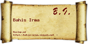 Bahis Irma névjegykártya